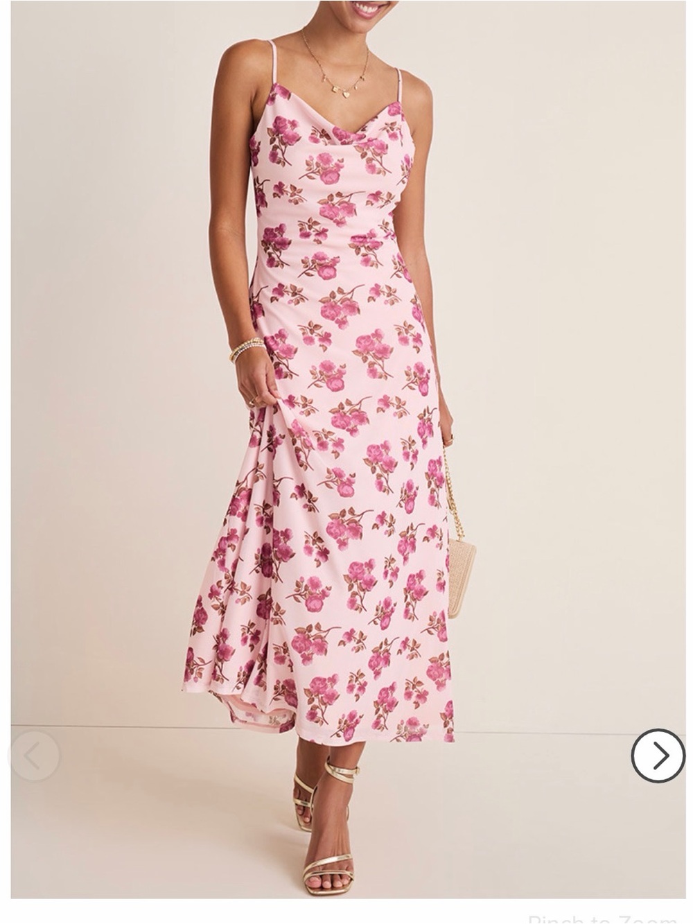 Francesca’s closet  Floral Slip Midi Dress in Light Pink med Mesh